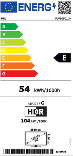 F&U Smart Τηλεόραση 50" 4K UHD LED FLV50501UH HDR (2025)