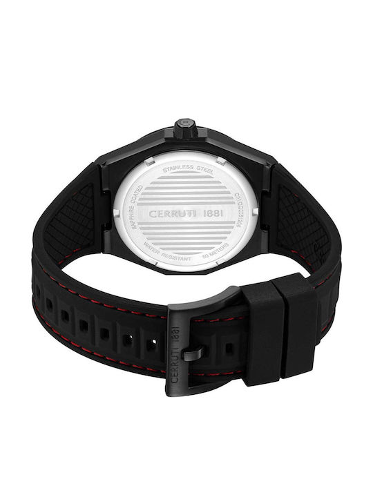 Cerruti Men's Watch Battery with Black Rubber Strap