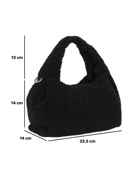 Gallantry Women's Fur Handbag Removable Shoulder Strap Black