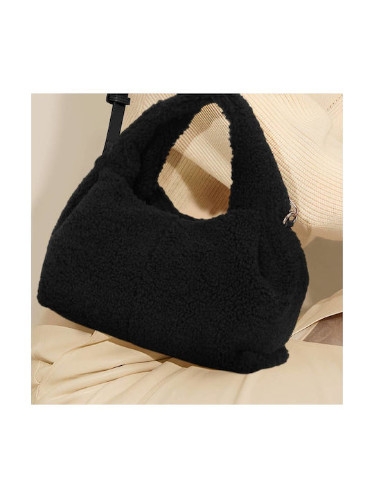 Gallantry Women's Fur Handbag Removable Shoulder Strap Black