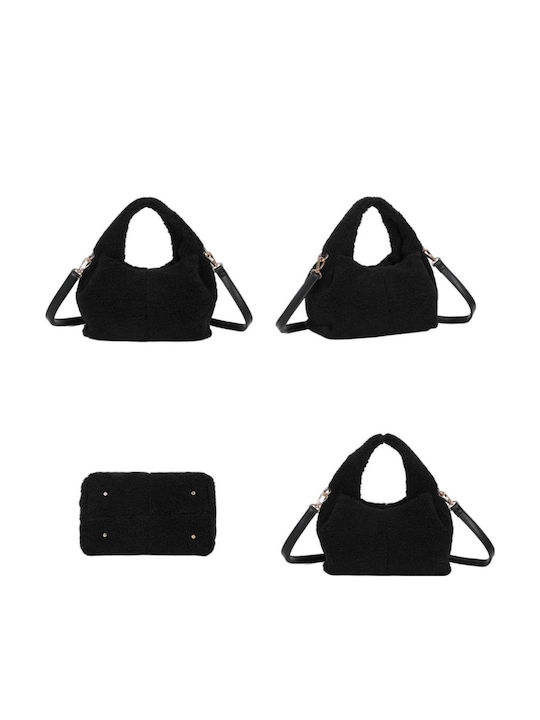 Gallantry Women's Fur Handbag Removable Shoulder Strap Black