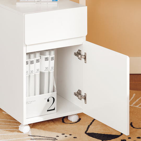 Шкаф за Бюро от MDF с Колелца Бял 58x59x35см