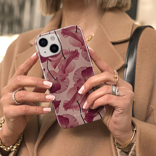 Burga Handyhülle iPhone 13 Elegante Zarte Kuss Muster Burgundisch