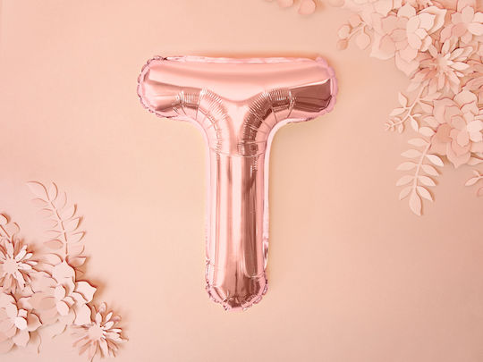 Balloon Foil Letter Τ Rose Gold 35cm