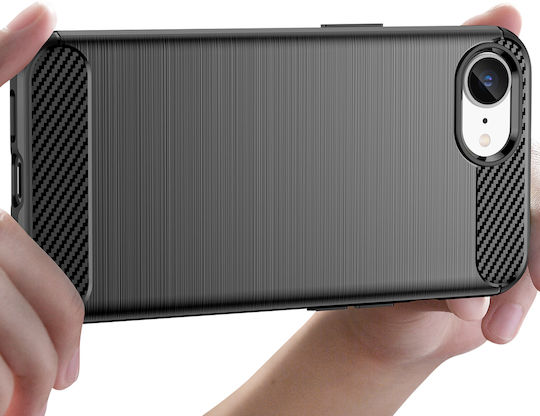 Avizar Handyhülle iPhone 16e Silikon Design Gebürsteter Carbon Schwarz