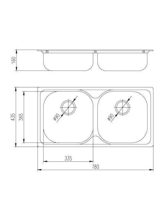 Deante Drop-In Chiuvetă Inox cu robinet L43.5xW78cm Argintiu