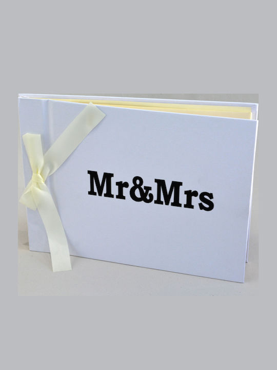 Wedding Wish Book 29x21cm Mr & Mrs White Ribbon