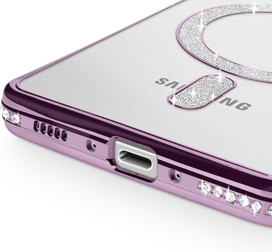 Avizar Diamond Case Samsung Galaxy A56 Magsafe Outline Strass Purple