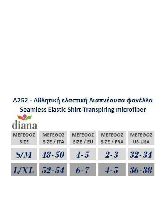 Diana A252 Men's Breathable Undershirt Wide Strap-Black