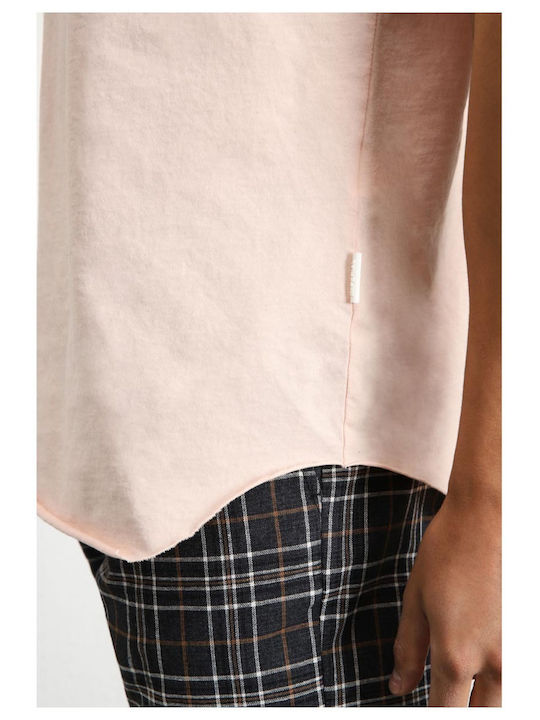 Bluza Tricou Cu Mânecă Scurtă Somon Cu Cusătură Asimetrică