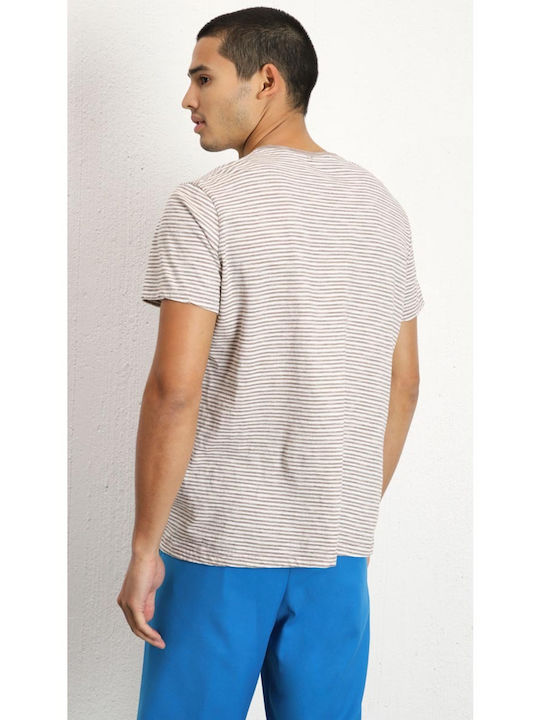 Bluza Bej Cu Mâneci Scurte Cu Dungi