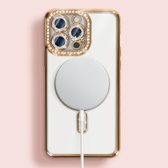 Avizar Diamond Case for iPhone 13 Pro Magsafe Contour with Strass Gold