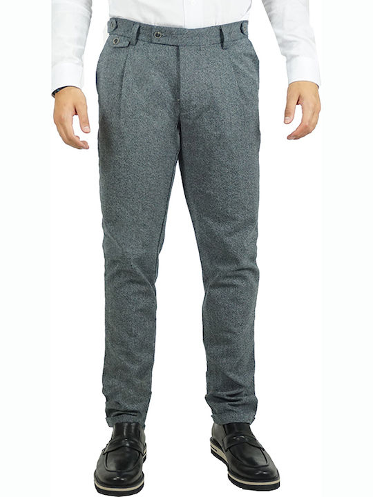 Artisti Italiani Men's Cotton Trousers Gray Slim Fit 22302/s-1 97% Polyester 3% Elastane