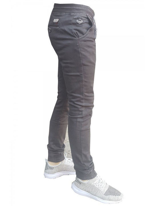 Luciano Faketti Chinos Trousers Cuffed Soft Fabric Stretch Cotton 95% Lycra 5% Gray