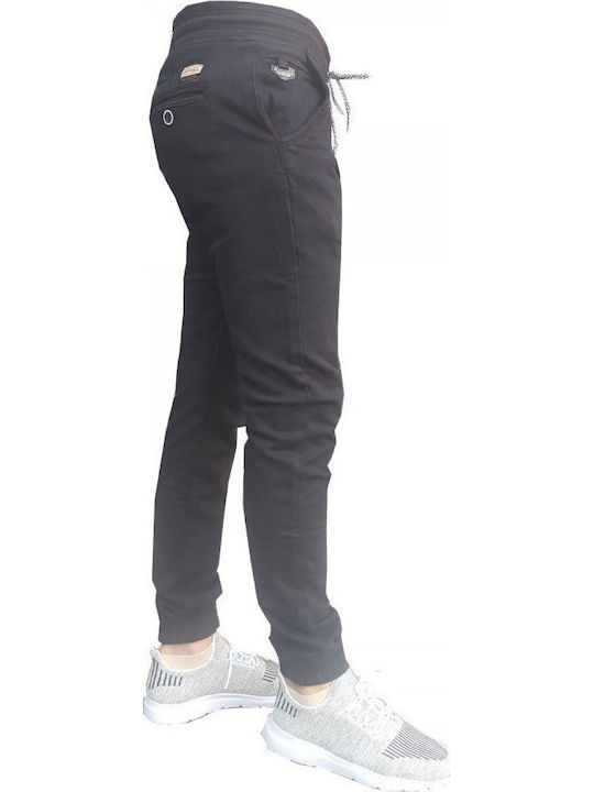 Luciano Faketti Chinos Trousers Cuffed Soft Fabric Very Warm Winter Stretch Cotton 95% Lycra 5% Black