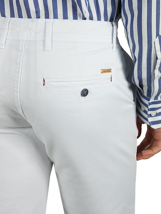 Dario Beltran Ανδρικό Βαμβακερό Παντελόνι Άσπρο Slim Fit P840 100% Βαμβάκι