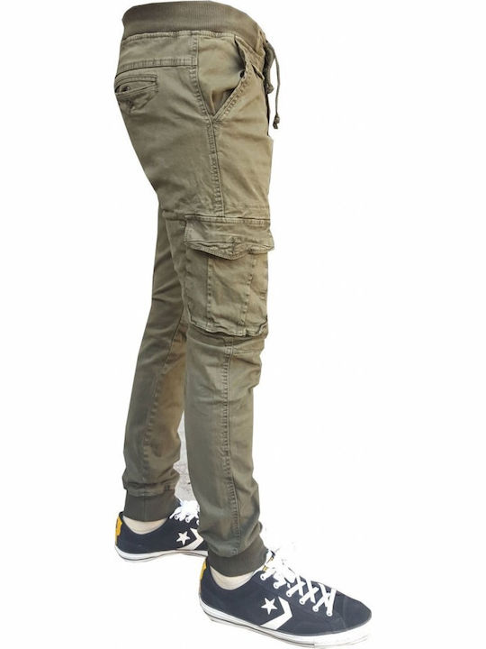 Luciano Faketti Cargo Trousers with Elastic Fabric Cuffed Hem 97% Cotton 3% Lycra Olive Green Luciano Faketti Cargo Trousers with Elastic Fabric Cuffed Hem 97% Cotton 3% Lycra Olive Green