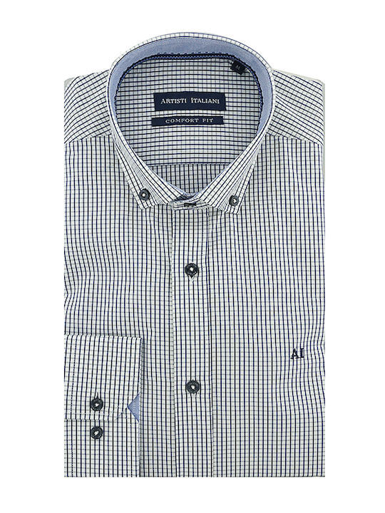 Artisti Italiani Men's Cotton Long Sleeve Shirt Dark Blue Regular Fit Ai18237/crbd 100% Cotton Artisti Italiani Men's Cotton Long Sleeve Shirt Dark Blue Regular Fit Ai18237/crbd 100% Cotton