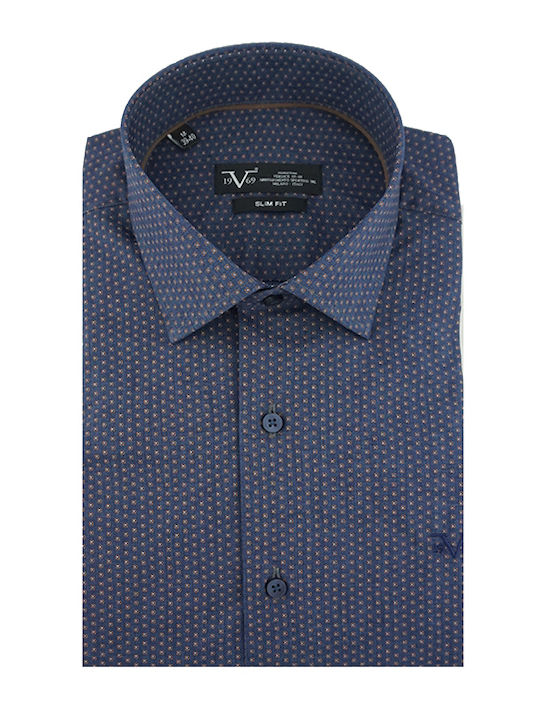 Versace 19.69 Abbigliamento Sportivo Men's Cotton Long Sleeve Shirt Ravenna Dark Blue Slim Fit 11.26.ravenna 70% Cotton 30% Polyester