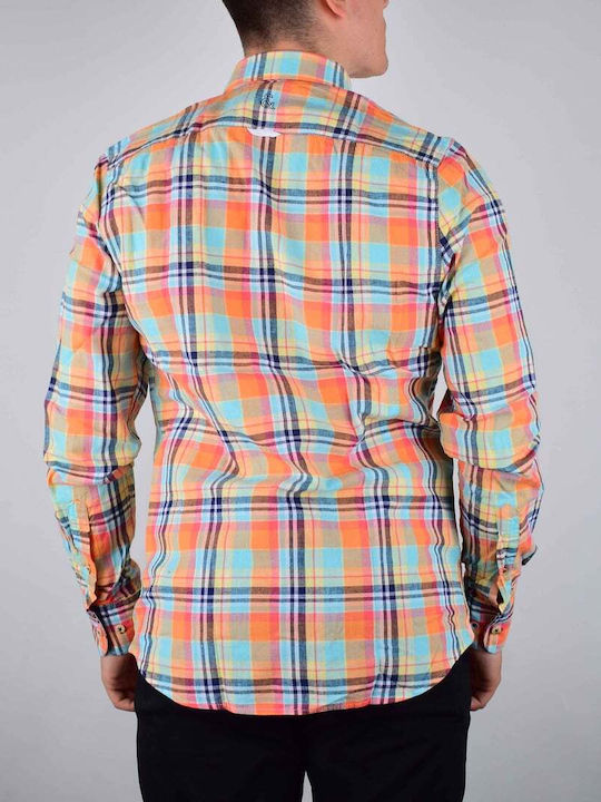 Colours & Sons Мъжка Риза Проверена С Джоб Отпред Casual Fit 9121-240.244-peach Check