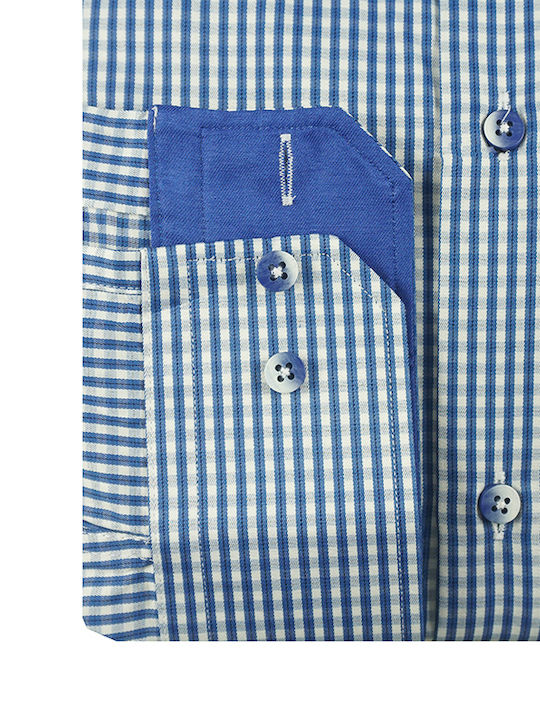 Domino Ανδρικό Μακρυμάνικο Πουκάμισο Μπλε Regular Fit 28.752 65% Πολυεστέρας 35% Βαμβάκι