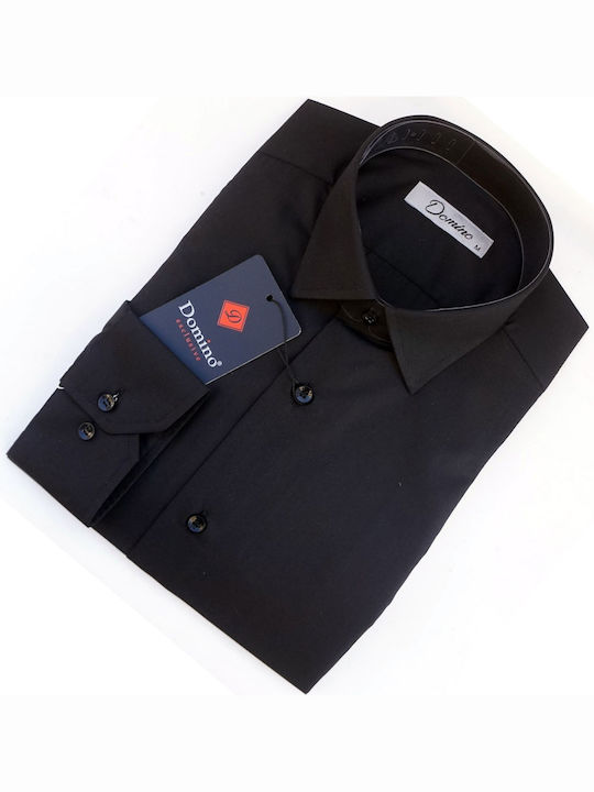 Domino 22.502-020 Xt Black Long Sleeve Men's Shirt Without Pocket