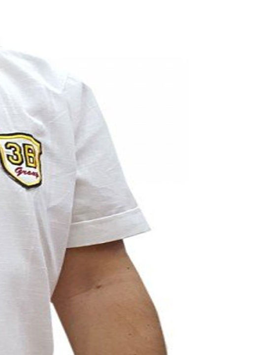 3b Groups Men's Shirt Short Sleeve Narrow Fit Slim Fit White