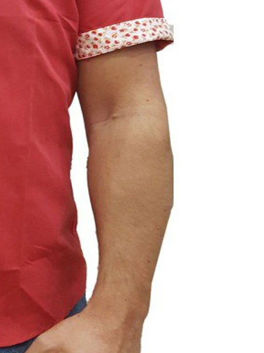 Luciano Faketti Shirt Red Short Sleeve Narrow Fit Slim Fit