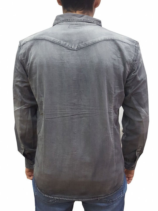 Luciano Faketti Denim Shirt Slim Fit Stone Washed 100% Cotton Luciano Faketti Anthracite