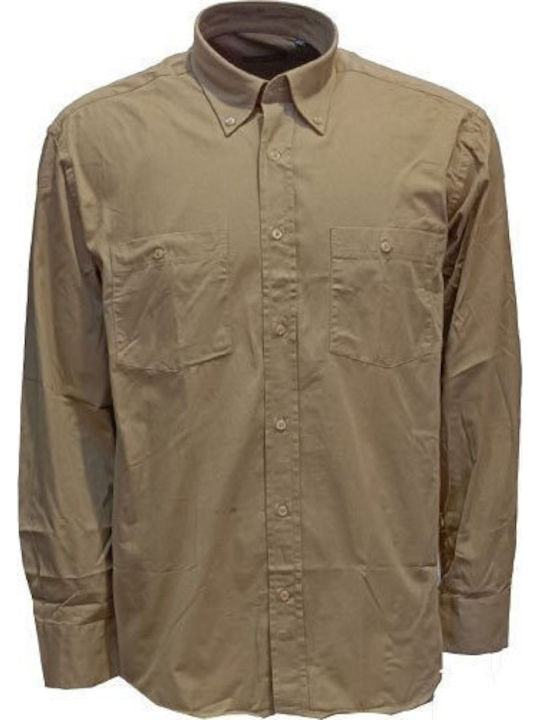 Luciano Faketti Men's Flannel Winter Shirt 100% Cotton Beige