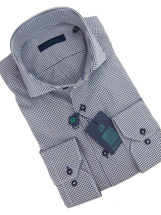 Herrenhemden Langärmeliges Mikroschichtmuster Blau Weiß Bizzaro Slim Bz2228715/sl 3