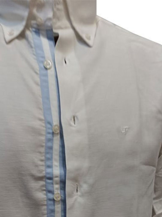 Luciano Faketti Shirt Slim Fit Linen-Cotton Compoze In Fashion White