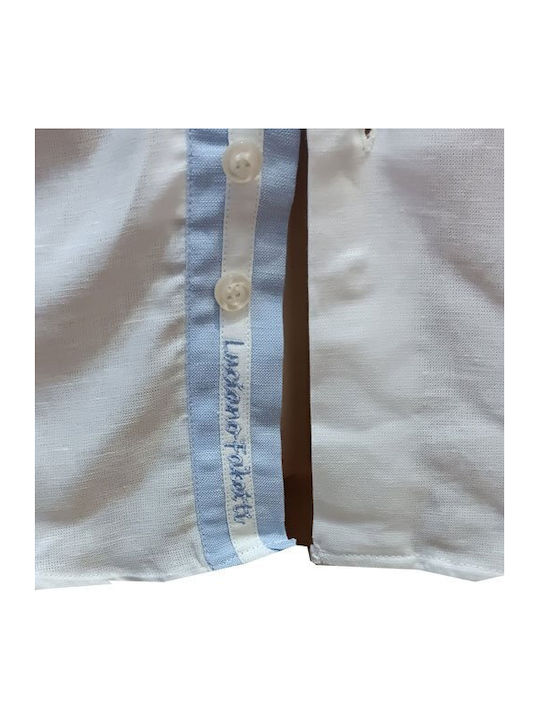 Luciano Faketti Shirt Slim Fit Linen-Cotton Compoze In Fashion White