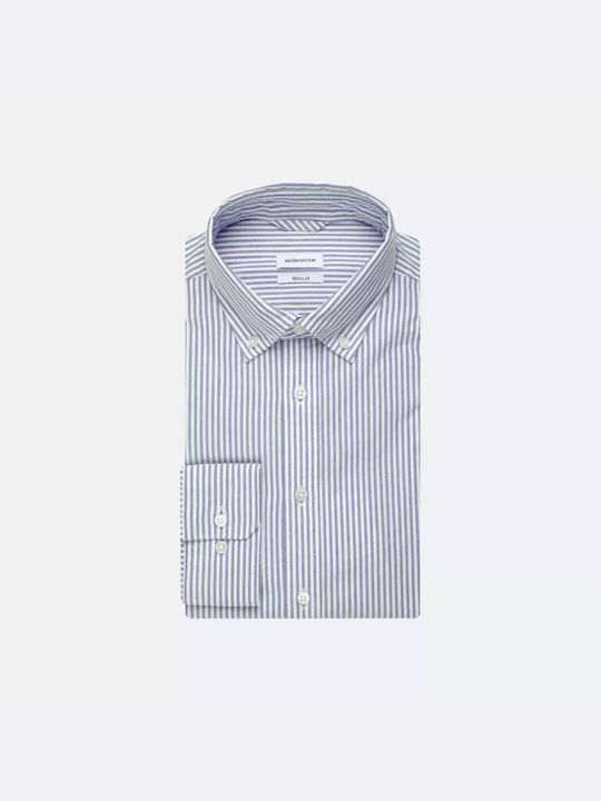 Seidensticker Men's Shirt 01.117642-12 White Light Blue Striped