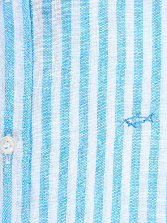 Paul&shark Linen Striped Light Blue Shirt