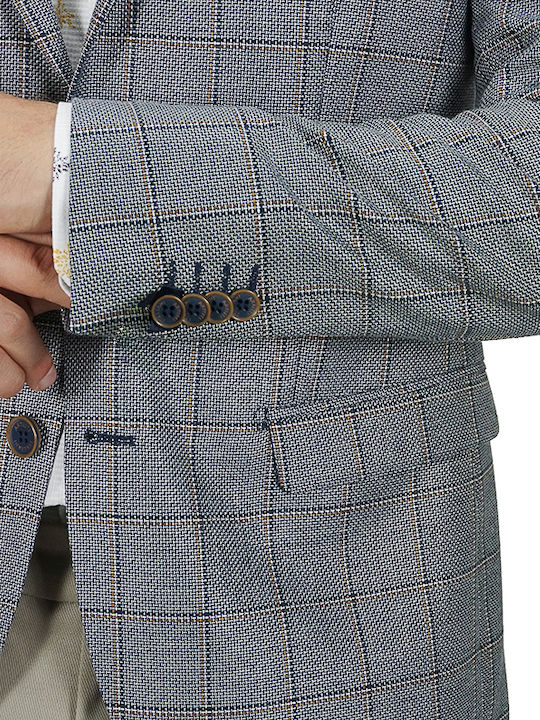 Artisti Italiani Men’s Suit Jacket Grey Blue Slim Fit Ai13485/s02 54% Vl 27% Wool 19% Polyester