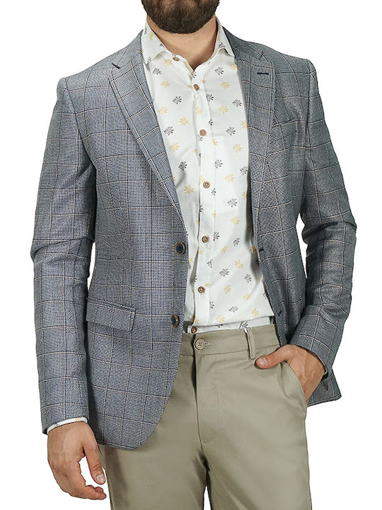 Artisti Italiani Men’s Suit Jacket Grey Blue Slim Fit Ai13485/s02 54% Vl 27% Wool 19% Polyester