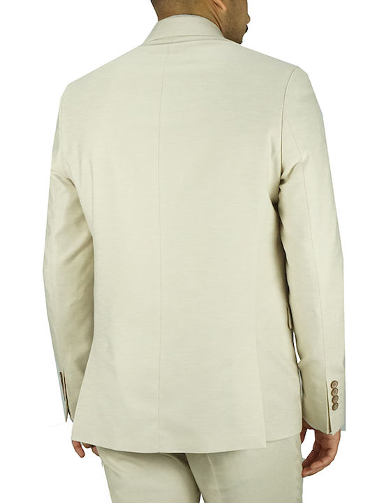 Bizzaro Ανδρικό Βαμβακερό Σακάκι Plain Εκρού Slim Fit Bz2213218/957 43% Βαμβάκι 39% T 17% Λινό 1% Ελαστάνη