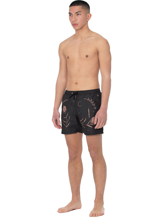 Né En Août Men's Swim Shorts In Black Pomegranate Good Luck