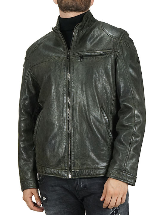 Milestone Ανδρικό Μπουφάν Scott Λαδί Slim Fit 301089-20210-49 100% Δέρμα Προβάτου