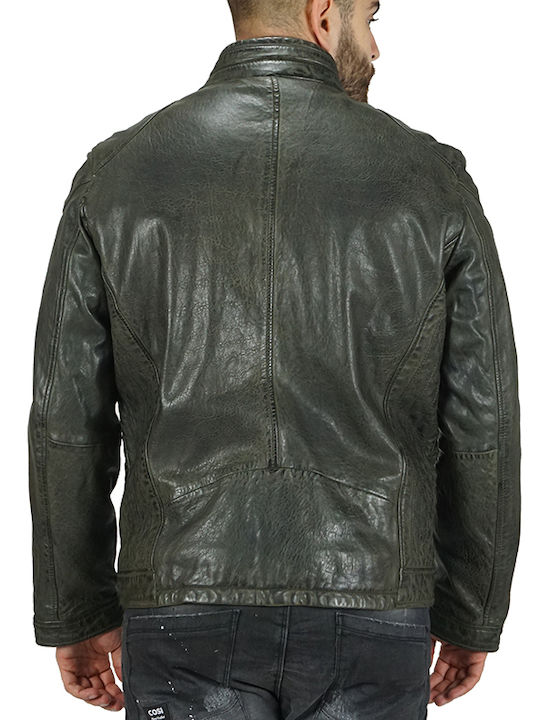 Milestone Ανδρικό Μπουφάν Scott Λαδί Slim Fit 301089-20210-49 100% Δέρμα Προβάτου