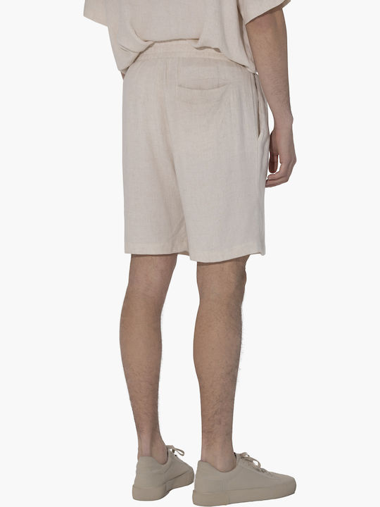 Né En Août Linen Blend Shorts Tuck In Light Beige Linen Men's Shorts
