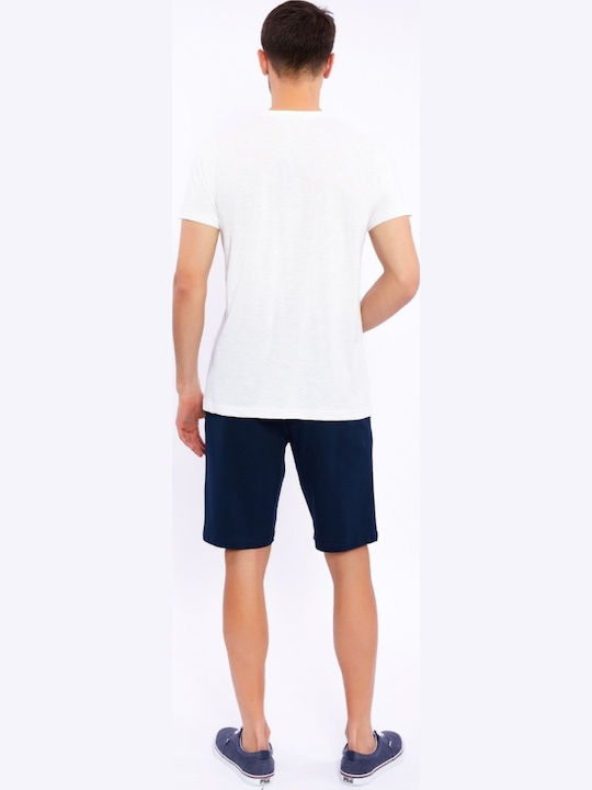 Herrenpyjama Shorts Arnetta Sea Baumwolle Weiß