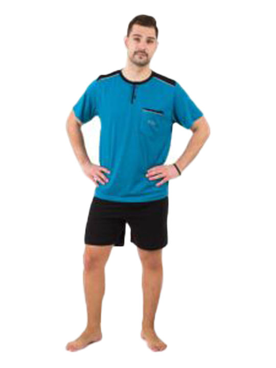 Billy Herrenpyjama Kurzes Langes Hosen 453 Türkis