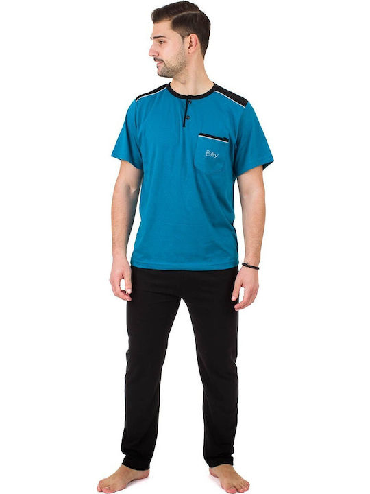 Billy Pijama Bărbătească cu Pantaloni Lungi Scurți 453 Turcoaz