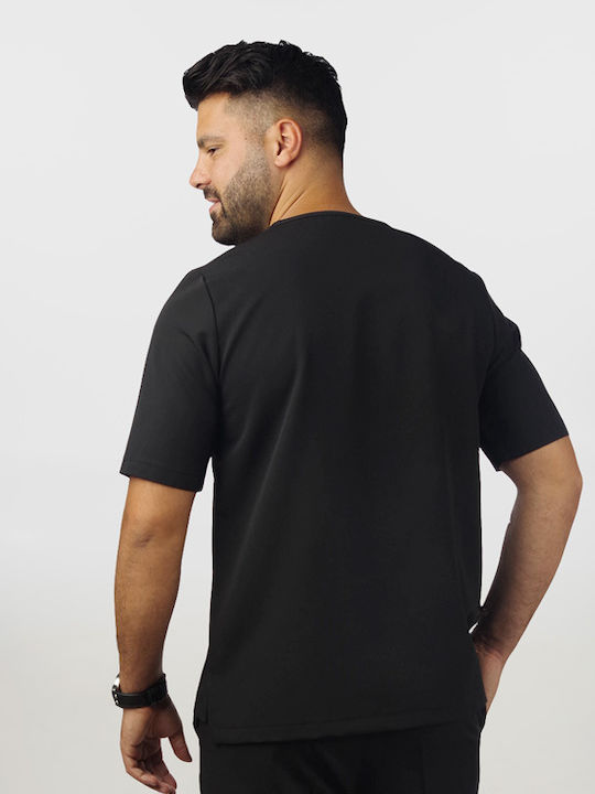 Μπλούζα Ανδρική Stretch Κοντό Μανίκι Berto-1035.09 05-0073-051 05-0073-051-μαυρο