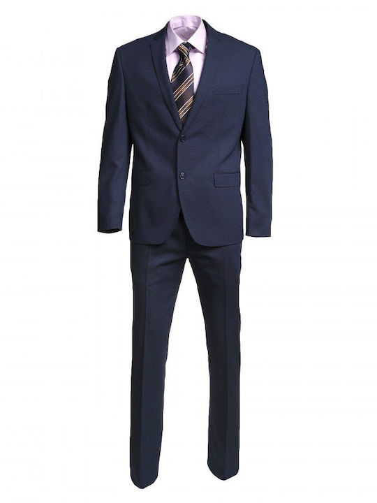 Luciano Faketti Suit Men's Figure Wool 80% Poly 20% Blue