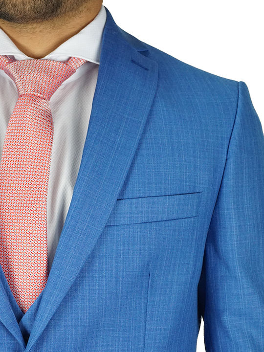 Boston Ανδρικό Κουστούμι Μπλε Ρουά Slim Fit 4501/4 65% Πολυεστέρας 35% Βισκόζη