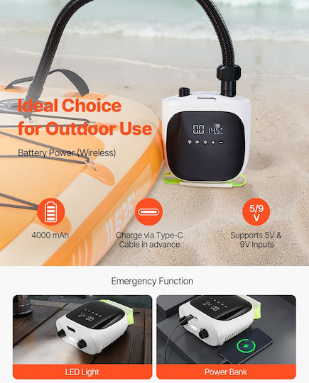 Vevor SUP Zubehör Paddel Board Pumpe Wiederaufladbare Batterie Betriebene 20psi Elektrische Sup Pumpe