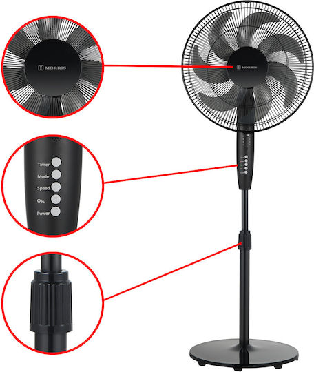 Morris Pedestal Fan 50W 40cm Diameter with Remote Control White